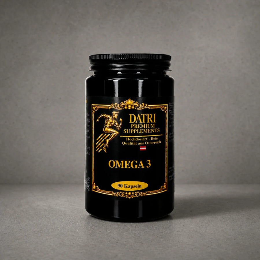 DATRI veganes Omega-3 aus Algen im Miron-Violettglas – Vorderseite