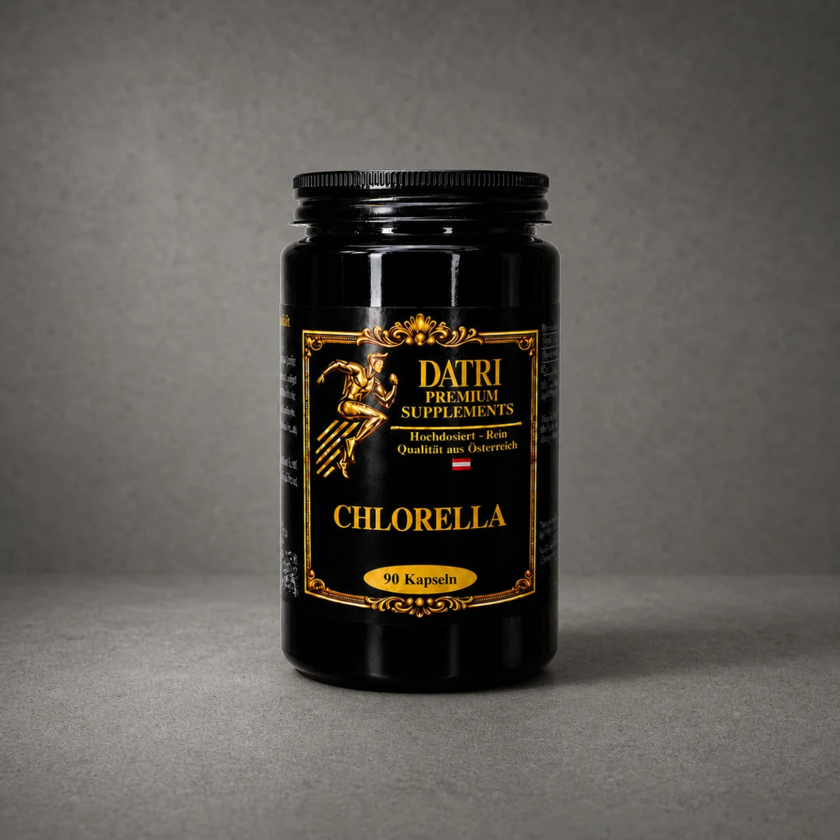 DATRI Chlorella Kapseln im Miron-Violettglas – Vorderseite
