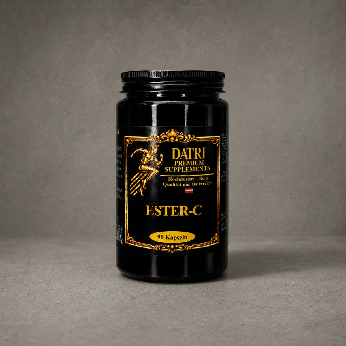 DATRI Ester-C Vitamin-C-Kapseln im Miron-Violettglas – Vorderseite
