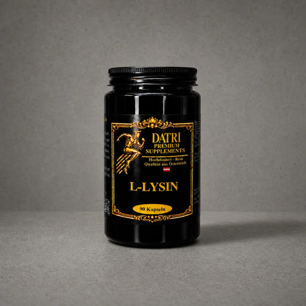DATRI L-Lysin Kapseln im Miron-Violettglas – Vorderseite