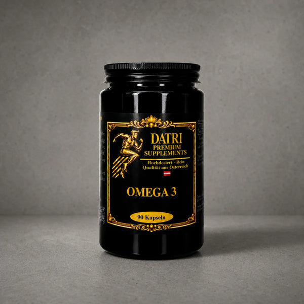 DATRI veganes Omega-3 aus Algen im Miron-Violettglas – Vorderseite